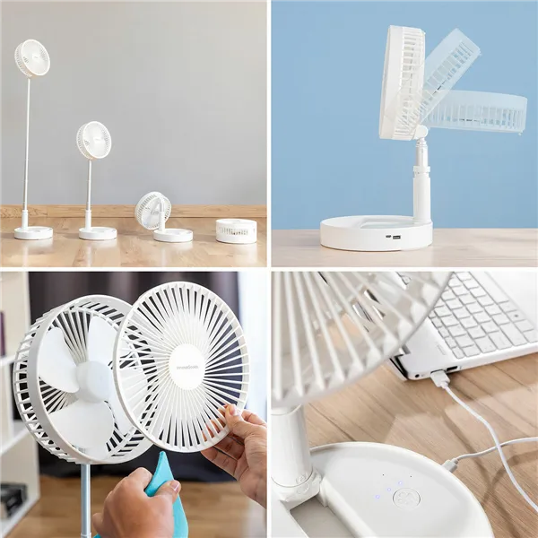 Kokkupandav kolm-ühes taaslaetav ventilaator Fandle InnovaGoods Ø7,7'' 7200 mAh
