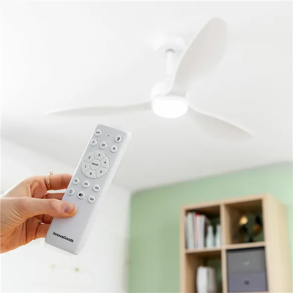 Griestu ventilators ar LED gaismu un 3 ABS lāpstiņām Flaled InnovaGoods Balts 36 W 52" Ø132 cm