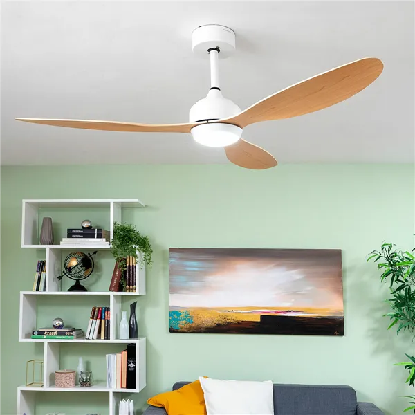 Laeventilaator LED valgusti ja 3 ABS labadega Wuled InnovaGoods Puit 36 W 52" Ø132 cm