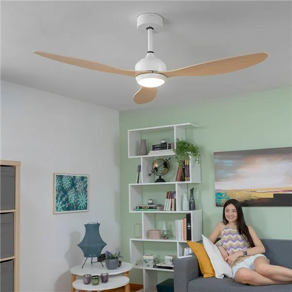 Laeventilaator LED valgusti ja 3 ABS labadega Wuled InnovaGoods Puit 36 W 52" Ø132 cm