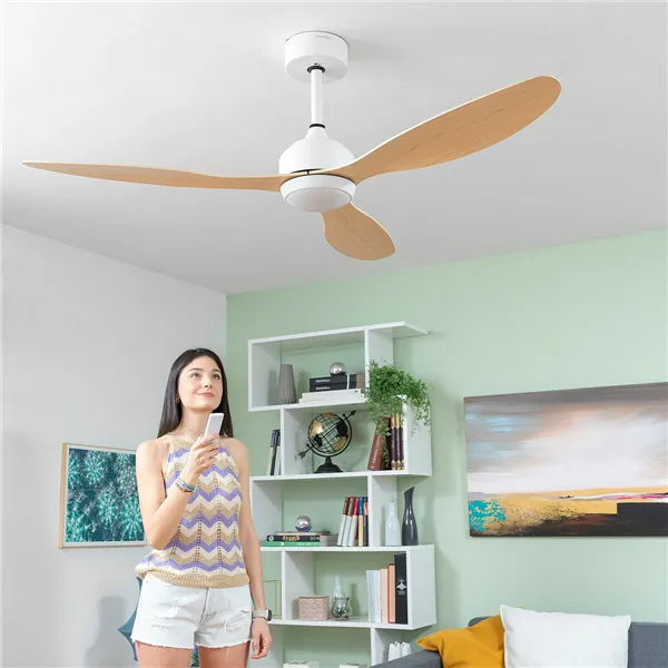 Laeventilaator LED valgusti ja 3 ABS labadega Wuled InnovaGoods Puit 36 W 52" Ø132 cm