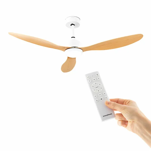 Laeventilaator LED valgusti ja 3 ABS labadega Wuled InnovaGoods Puit 36 W 52" Ø132 cm