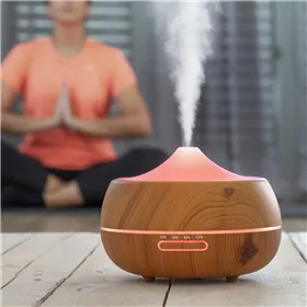 Aromātu difuzors mitrinātājs ar daudzkrāsainu LED Wooden-Effect InnovaGoods