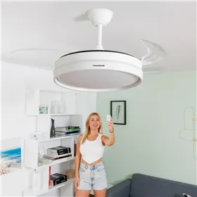 LED Ceiling Fan with 4 Retractable Blades Keteez InnovaGoods White 72 W Ø49-104 cm