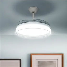 LED-valguse ja 4 sissetõmmatavate labadega lae ventilaator Keteez InnovaGoods Valge 72 W Ø49-104 cm