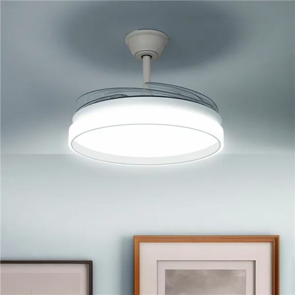 Lubų ventiliatorius su LED šviesa ir 4 ištraukiamomis mentėmis Keteez InnovaGoods Balta 72 W Ø49-104 cm