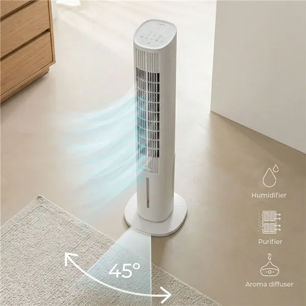 Pārnēsājamais Daudzfunkcionālais Torņa Iztvaicētāja Gaisa Kondicionieris ar Tālvadības Pulti Hushly InnovaGoods