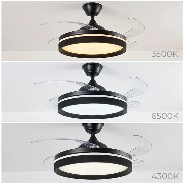 Kattotuuletin LED-valolla, 4 sisäänvedettävää lapaa ja kaukosäädin InnovaGoods