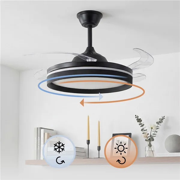 Laeventilaator LED-valgustiga, 4 kokkukäivast labast ja kaugjuhtimispuldiga InnovaGoods