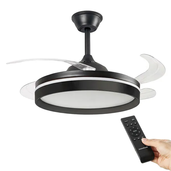Kattotuuletin LED-valolla, 4 sisäänvedettävää lapaa ja kaukosäädin InnovaGoods