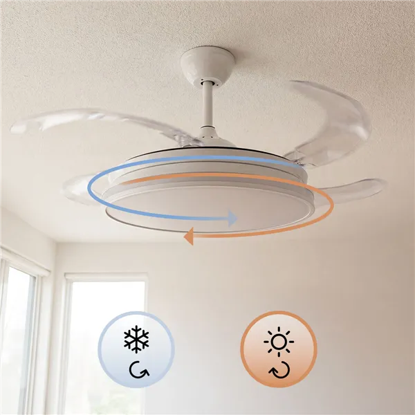 Kattotuuletin RGB LED-valolla, 4 sisäänvedettävää lapaa ja kaukosäädin InnovaGoods