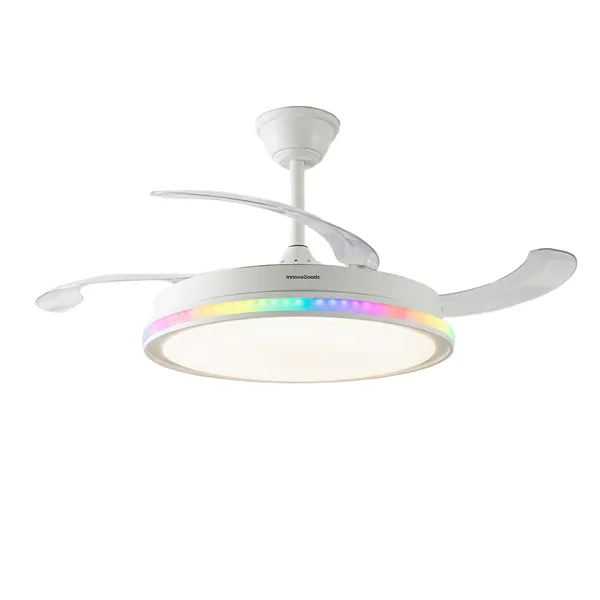 Kattotuuletin RGB LED-valolla, 4 sisäänvedettävää lapaa ja kaukosäädin InnovaGoods