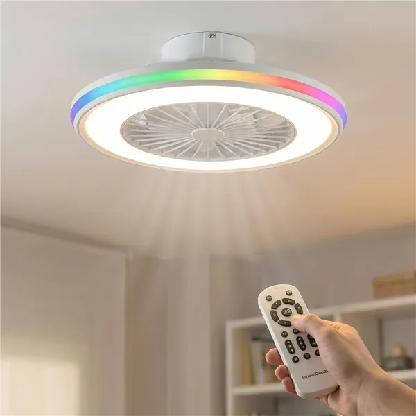 Laeventilaator RGB LED-valgustiga, peidetud labade ja pultjuhtimisega Nexory InnovaGoods