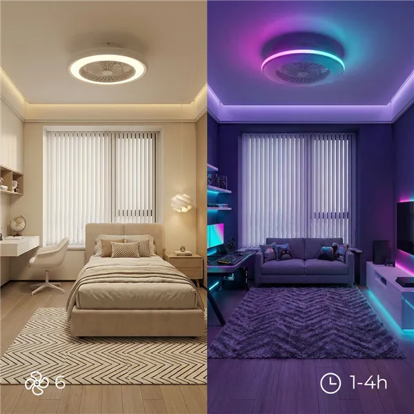Kattotuuletin RGB-LED-valolla, piilotetuilla lavoilla ja kaukosäätimellä Nexory InnovaGoods
