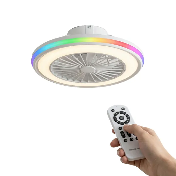 Laeventilaator RGB LED-valgustiga, peidetud labade ja pultjuhtimisega Nexory InnovaGoods