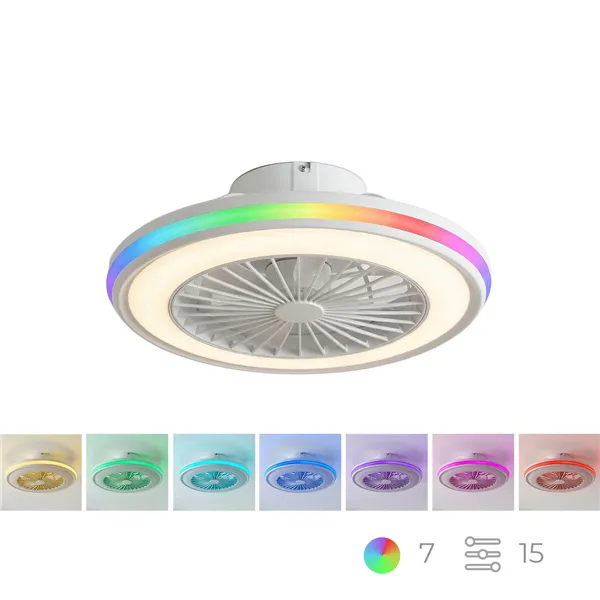 Kattotuuletin RGB-LED-valolla, piilotetuilla lavoilla ja kaukosäätimellä Nexory InnovaGoods