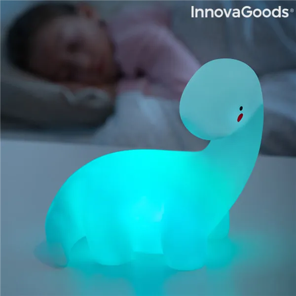 Daudzkrāsaina LED Lampa Dinozaurs InnovaGoods Balts Vinila (Atjaunots A)