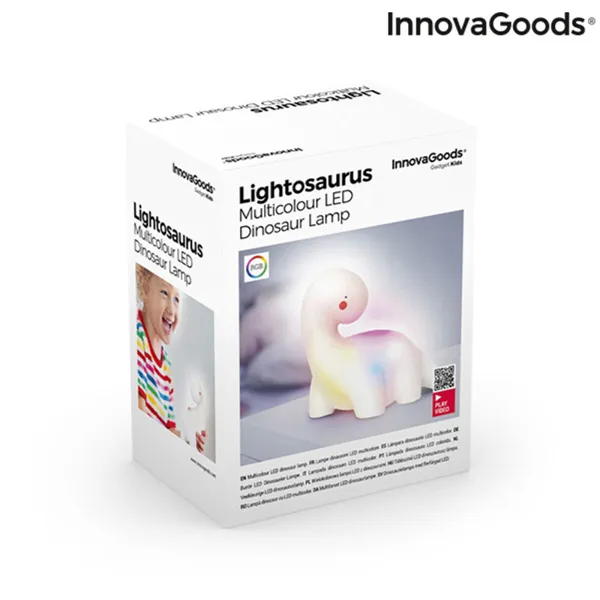 Dinosaurus monivärinen LED-lamppu InnovaGoods Valkoinen Vinyylit (Kunnostetut Tuotteet A)