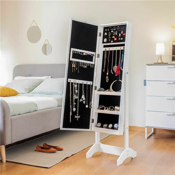 Standing Jewellery Mirror with LED Lights InnovaGoods White Multicolour Wood Plastic (Refurbished A)
