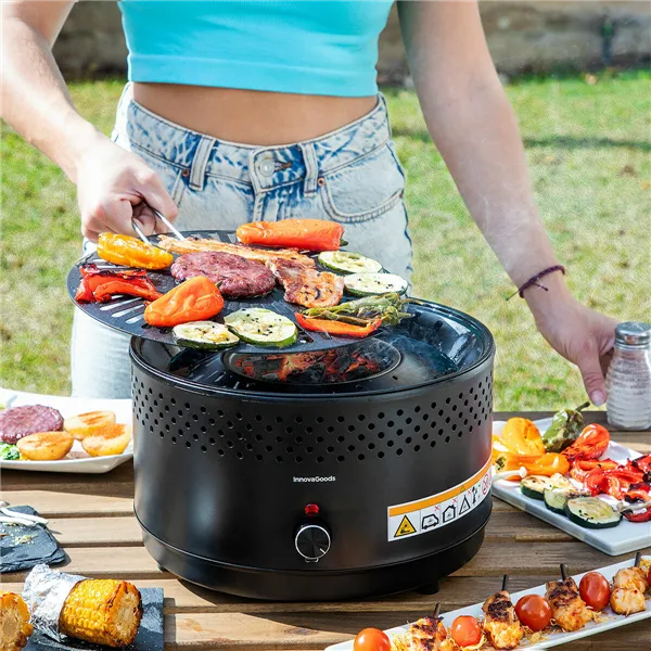 Pārnēsājams bezdūmu kokogļu grils InnovaGoods Melns (Atjaunots B)