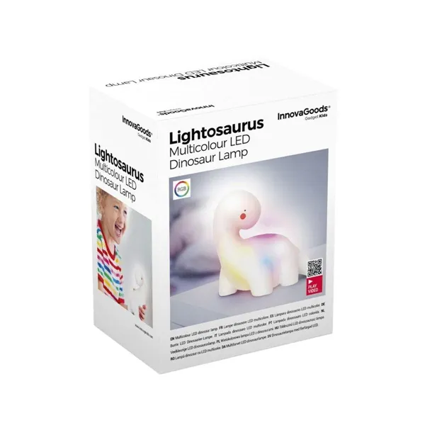 Mitmevärviline LED-lamp Dinosaurus InnovaGoods Valge Vinüül (Renoveeritud A)