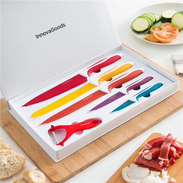 Keraaminen Veitsisetti ja Kuorija Knoolvs InnovaGoods 6 Kappaletta