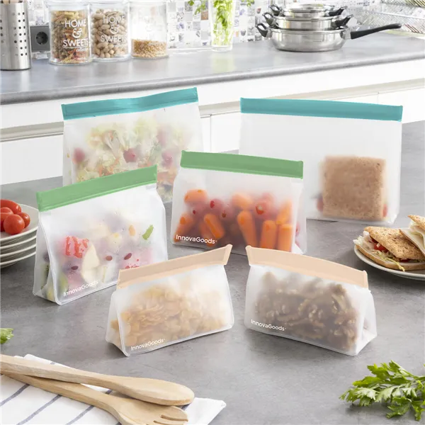 Set of Reusable Hermetically-sealed Bags InnovaGoods V0103189 Transparent 6 Units (Refurbished B)