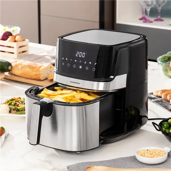 õhufritüüri InnovaGoods Fryinn Pro 5500 Must 1700 W 5,5 L Roostevaba teras