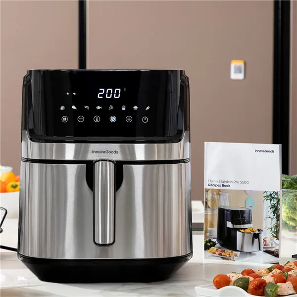 õhufritüüri InnovaGoods Fryinn Pro 5500 Must 1700 W 5,5 L Roostevaba teras