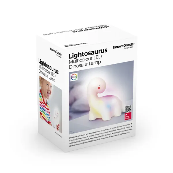 Mitmevärviline LED-lamp Dinosaurus InnovaGoods Valge Vinüül (Renoveeritud A)