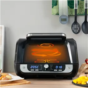 Õhufritüüri koos grilli, tarvikute ja retseptiraamatuga InnovaGoods Fryinn 12-in-1 6000 Must Teras 3400 W 6 L