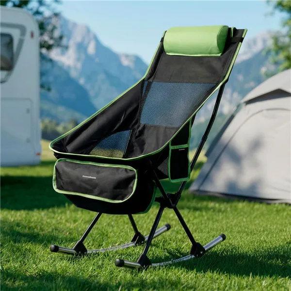 2-in-1 Folding Camping Rocking Chair with Pocket, Cushion and Carry Bag Trillow InnovaGoods