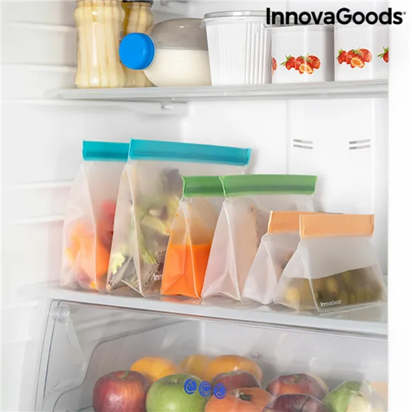 Korduvkasutatavate hermeetiliselt suletud kottide komplekt InnovaGoods V0103189 Läbipaistev 6 Ühikut (Renoveeritud B)