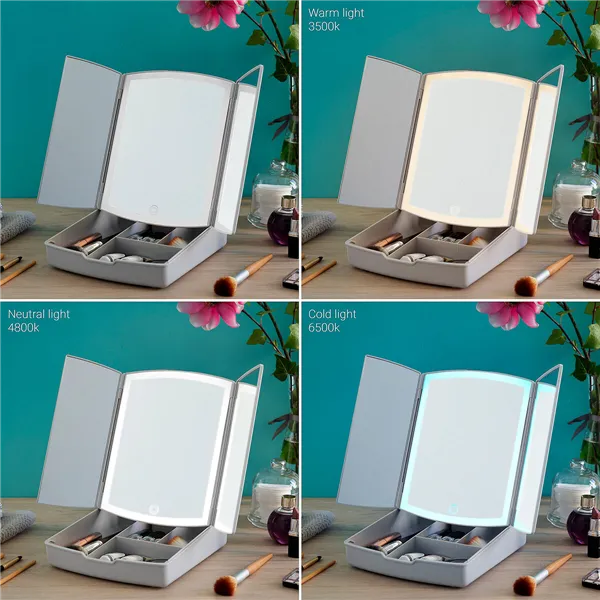 3-in-1 sulankstomas LED veidrodis su makiažo tvarkykle Panomir InnovaGoods