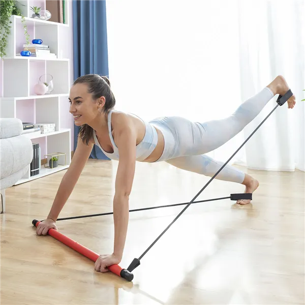 Fitnesskang koos elastsete koormusribade ja treeningu juhisega Resibar InnovaGoods