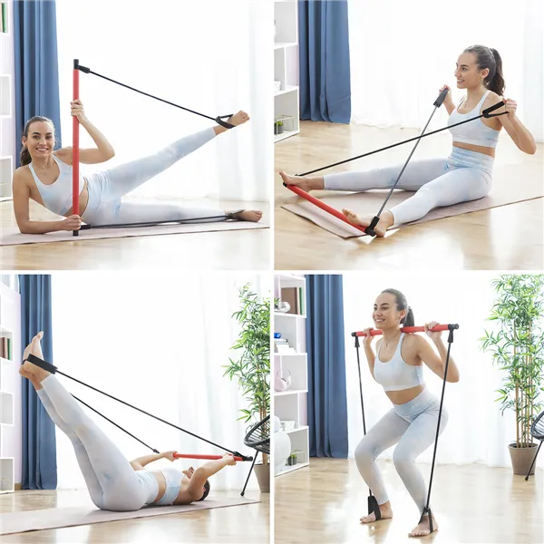 Fitnesskang koos elastsete koormusribade ja treeningu juhisega Resibar InnovaGoods