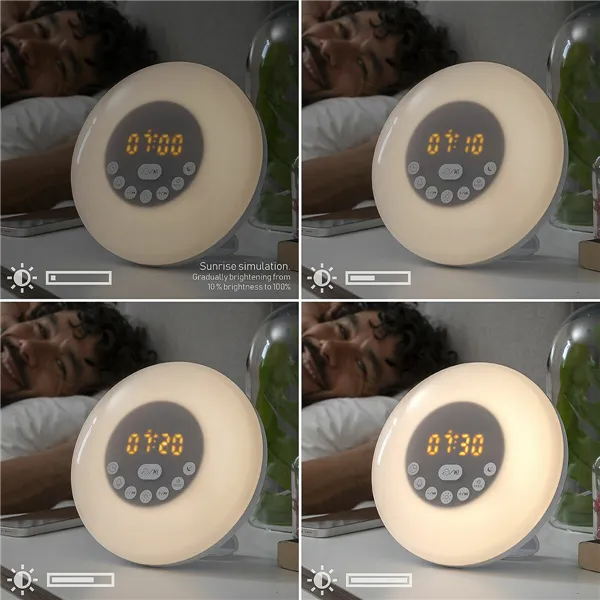 Ladattava herätyskello auringonnousuefektillä ja kaiuttimella Sunrilk InnovaGoods